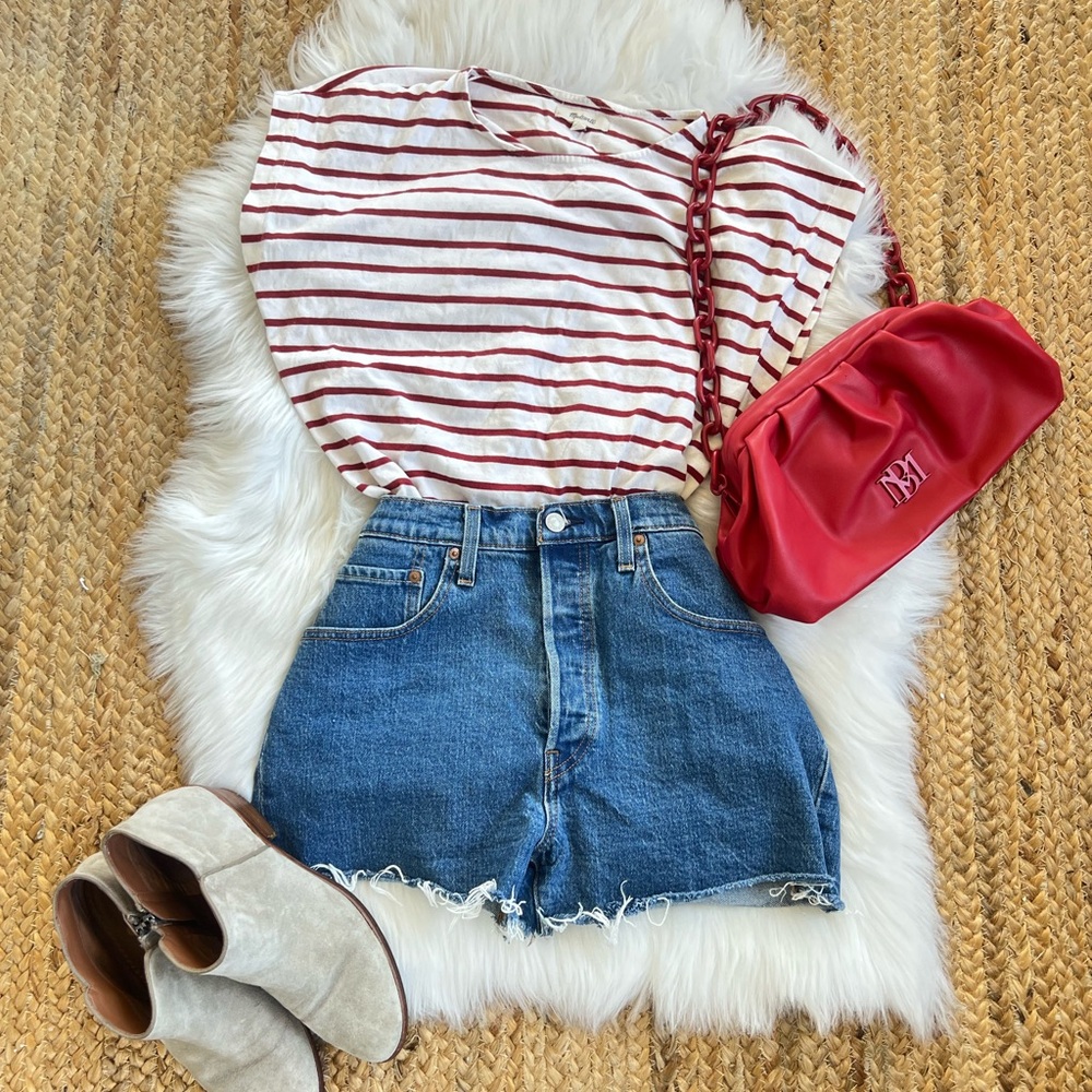 Madewell Striped Red and White Tee